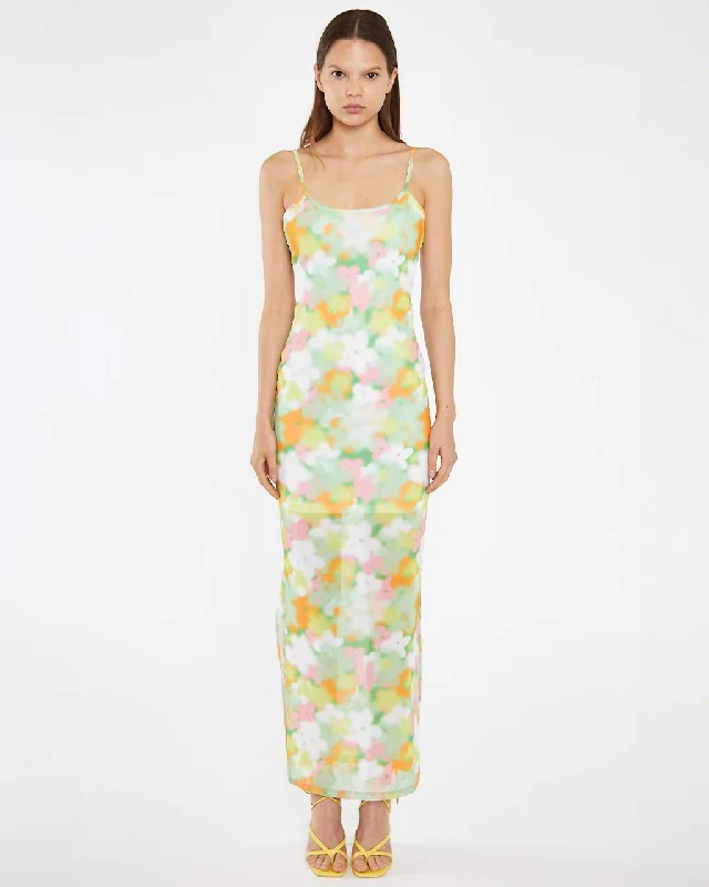 Seasonal Sale Blurred Floral Mesh Dress