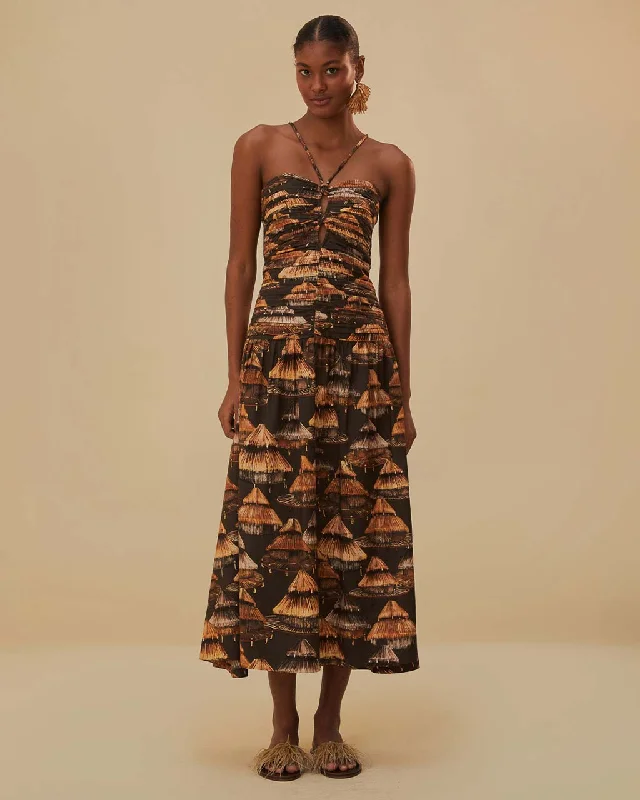 Last Chance Brown Shuhu Maxi Dress