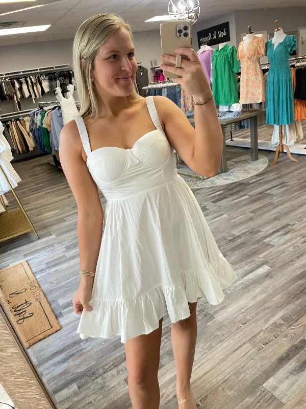 Major Savings Corset Tiered Mini Dress - White