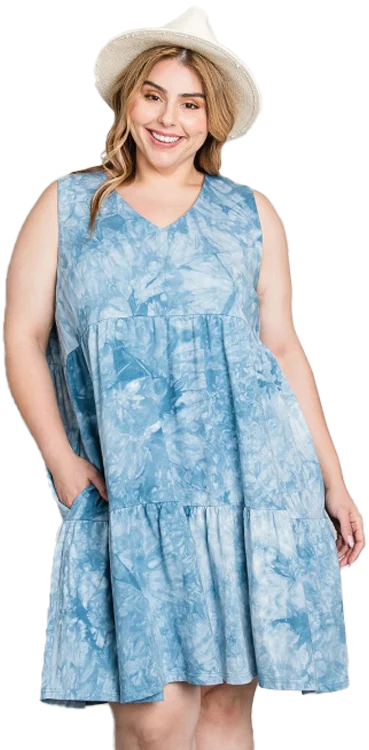 Quick Sale Cotton Bleu Blue Sleeveless Dress