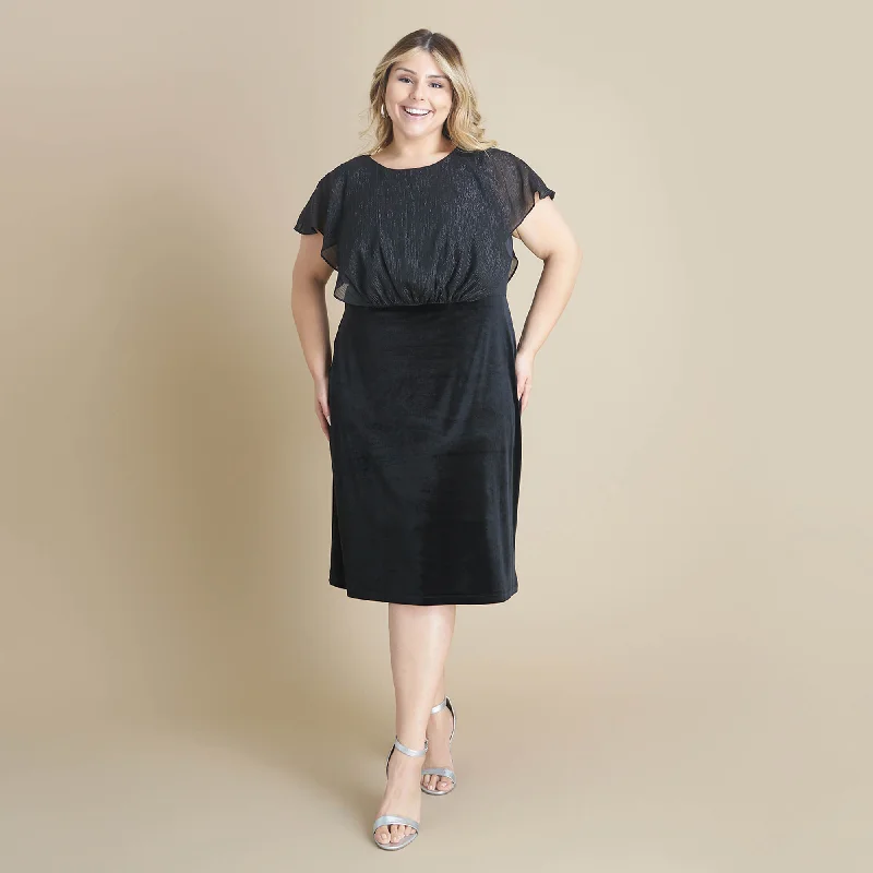 Price Rollback Daphne Black Velvet Popover Dress