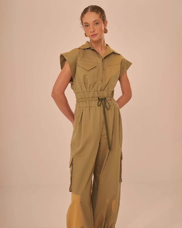 Low Prices Dark Green Utility Jumpsuit
