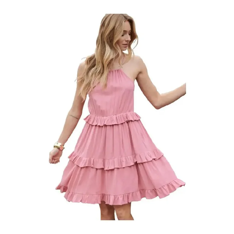Today Only Davi & Dani Dress Halter Neck Pink