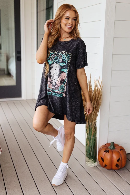 Huge Discounts Desert Dreamer Acid Was Graphic T Dress