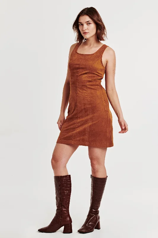 Discount Deals DIANA TANK DRESS TAWNY BROWN SUEDE