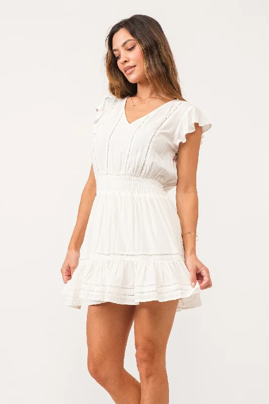 Savings Alert DOTTIE LACE BODICE DRESS WHITE