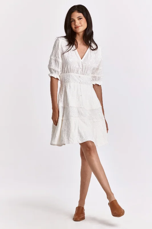 Exclusive Savings ELLEN SMOCKED WAIST DRESS PEARLED IVORY GARDEN