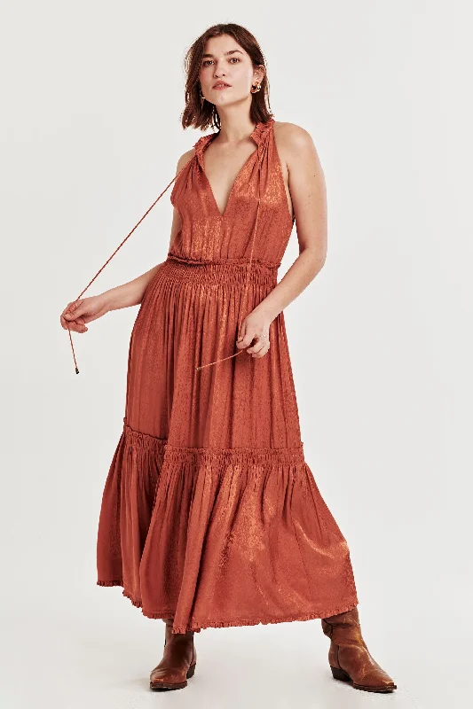 Discount Mania ESTHER HALTER TANK DRESS ORANGE WOOD