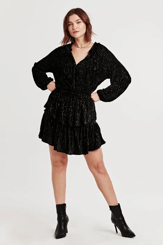 YEAR-End Clearance FAYE RAGLAN SLEEVE DRESS BLACK LUREX