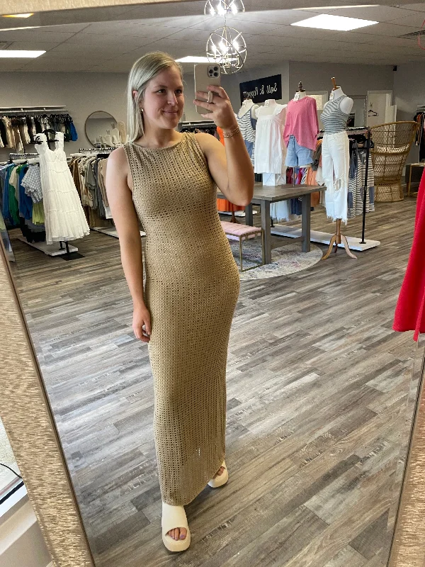 Big Discounts Fish Net Knit Dress - Taupe