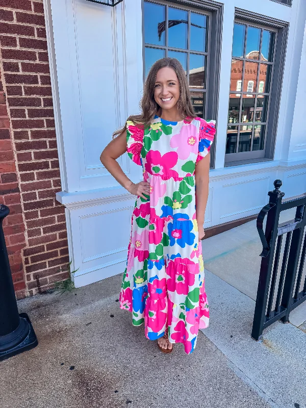 Act Now Floral Frilled Dress