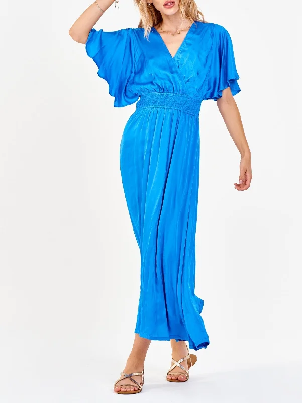 Today’s Special GAELA SMOCKED WAIST SILKY DRESS COBALT