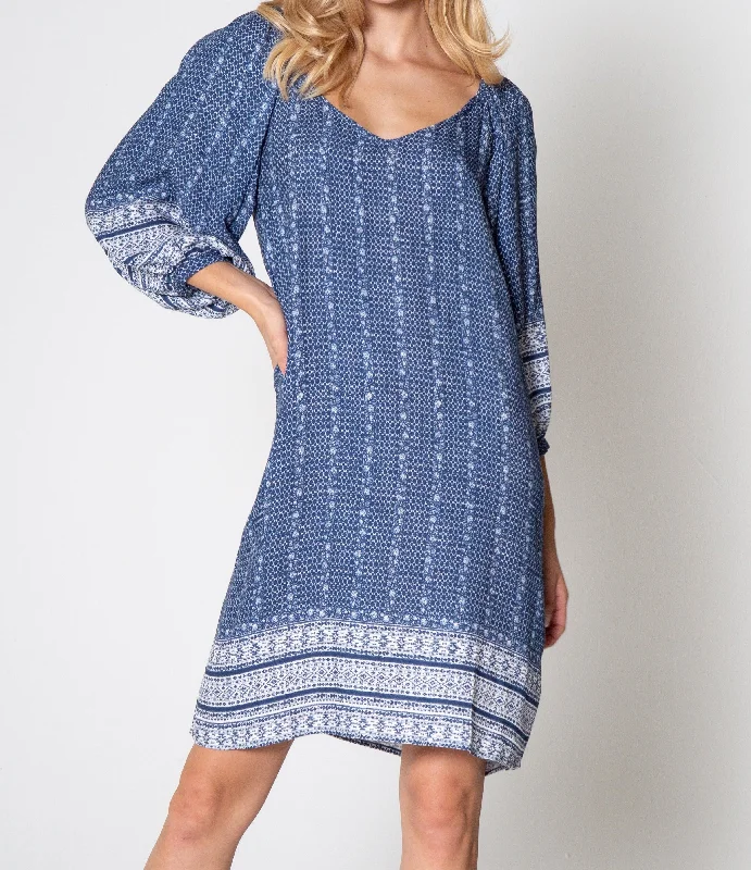 Blowout Deals HATTIE HEART DRESS BATIK PRINT NAVY