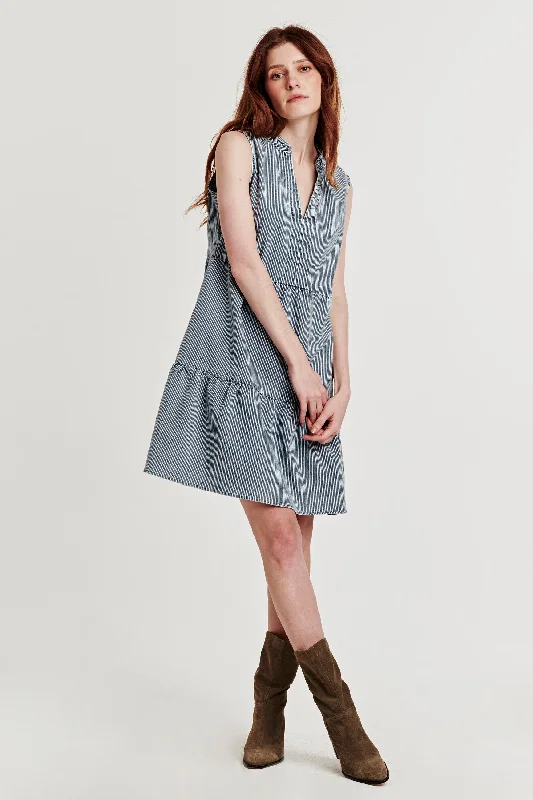 Savings Galore HELENA SLEEVELESS DRESS BLUE STRIPES
