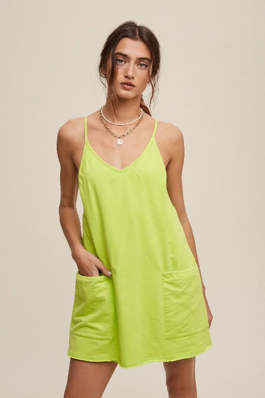 Amazing Deals Hello Summer • Sporty mini dress with built in romper • Lime Green