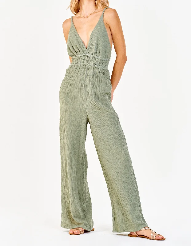 Holiday Sale IMANI STRAP HALTER JUMPSUIT SWEET OLIVE
