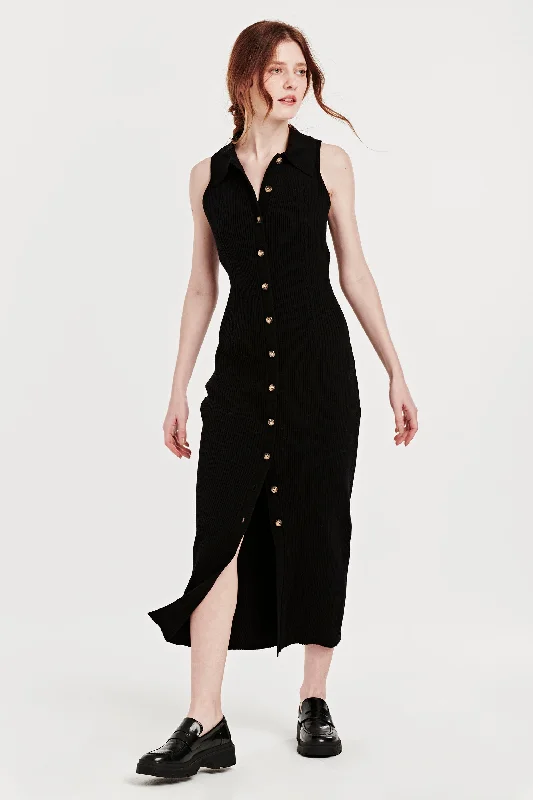 Closeout JACKY BUTTON FRONT DRESS BLACK