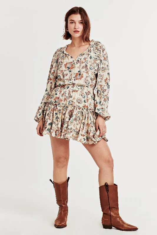 Massive Deals JAZMINE PLEATED DRESS NEUTRAL BLOOM