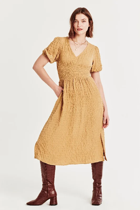 Instant Discount JENNIFER SMOCKED WAIST DRESS HONEY