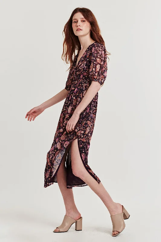 Act Now JENNIFER SMOCKED WAIST DRESS GOLDEN IRIS