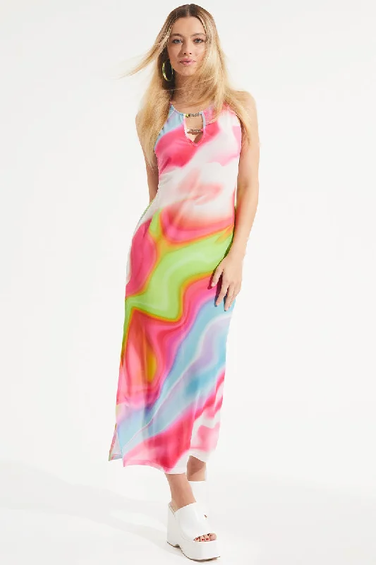 Bonus Savings Mesh Swirl Maxi Dress