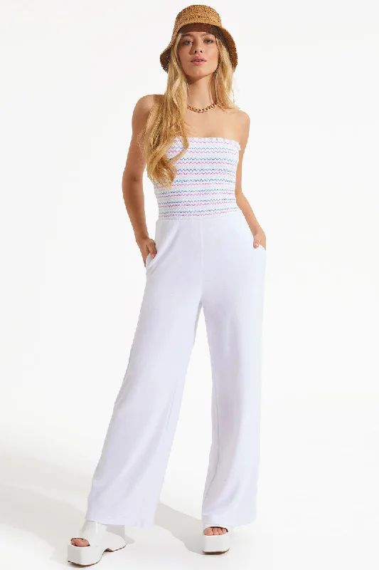 Savings Alert Rainbow Smocked Towel Terry Jumpsuit