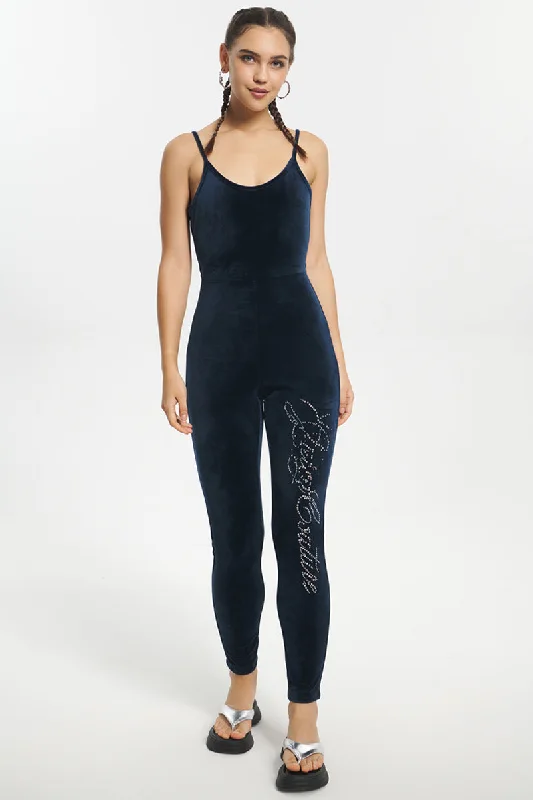 Discount Days Strappy Script Velour Jumpsuit