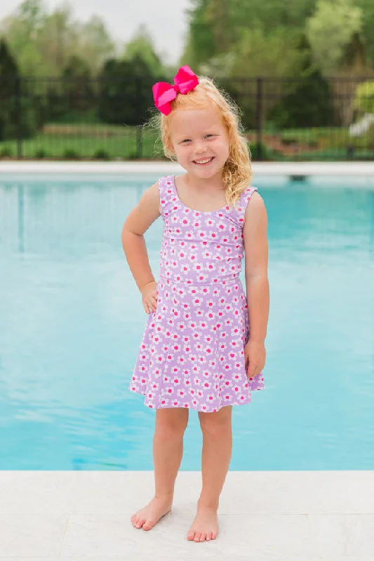 Low Prices Kid's Kick It With Me In Flower Power Scoop Neck Active Dress Tori X Pink Lily FINAL SALE