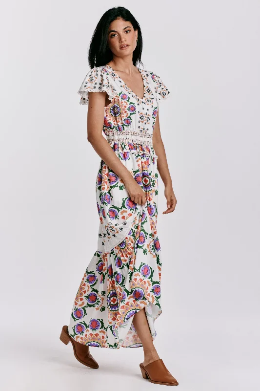 New Deals KRYS PEPLUM DRESS PLACED MEDALLION
