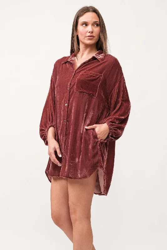 Weekend Flash Sale LEIGH COLLARED BUTTON DOWN 3/4 SLEEVE DRESS MARRON