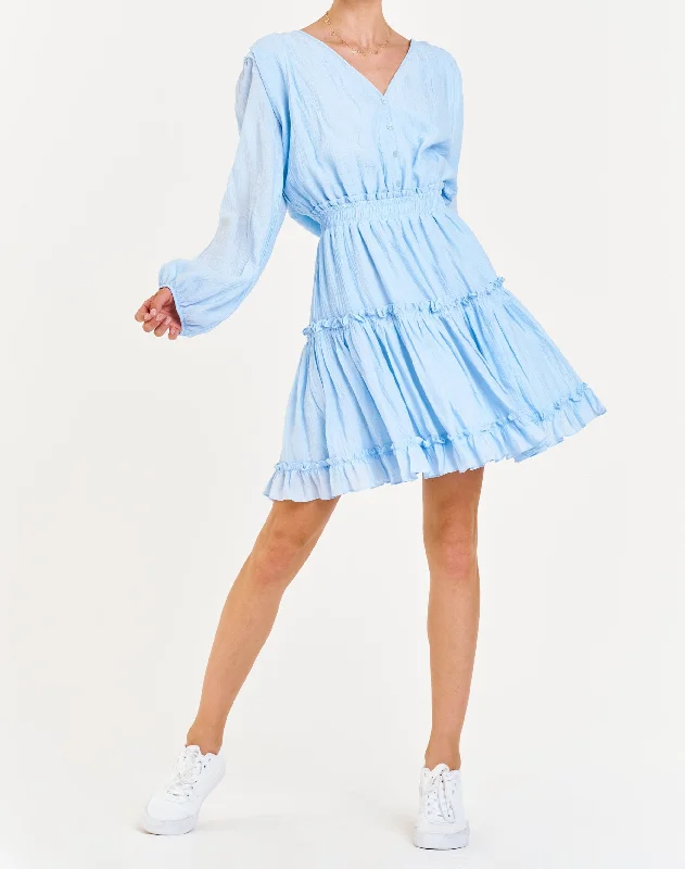 Friends and Family Sale LYDIA SMOCKED WAIST DRESS MID SKY