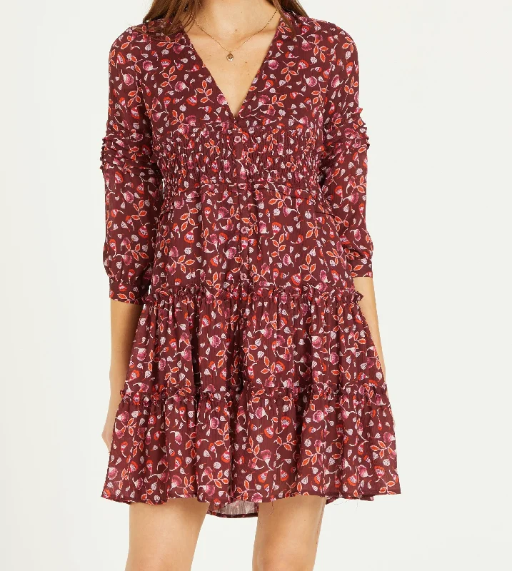 Value Deals MARIE TIERED DRESS MULBERRY SCALLOP