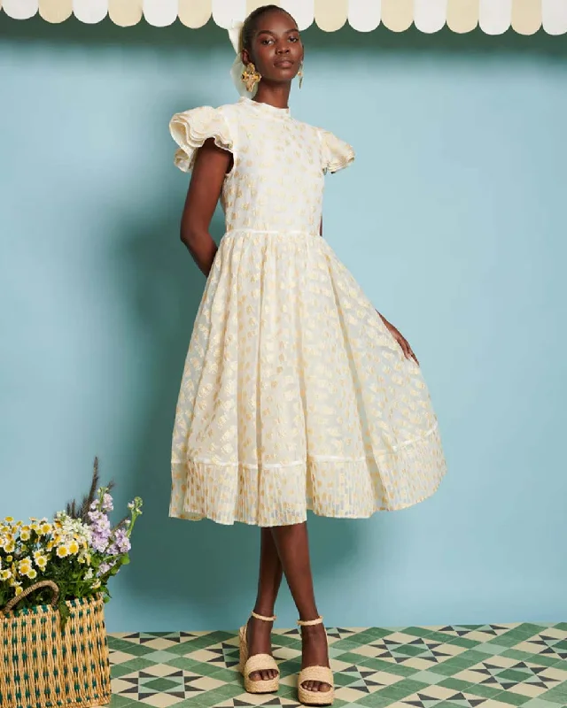 Limited Stock Marigold Jacquard Tiered Dress