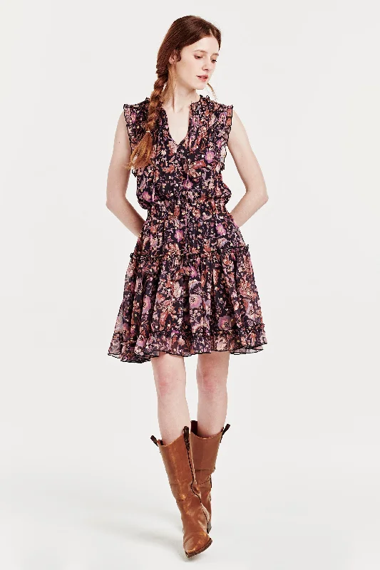 Value Deals MELODIE TIERED RUFFLE DRESS GOLDEN IRIS