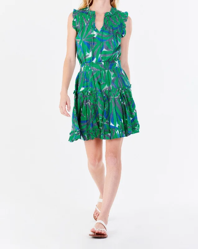 Stock Clearance MELODIE TIERED RUFFLE DRESS GREEN TROPICS