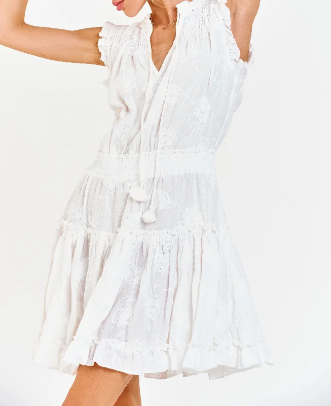Act Fast MELODIE TIERED RUFFLE DRESS PEARLED IVORY FLORAL