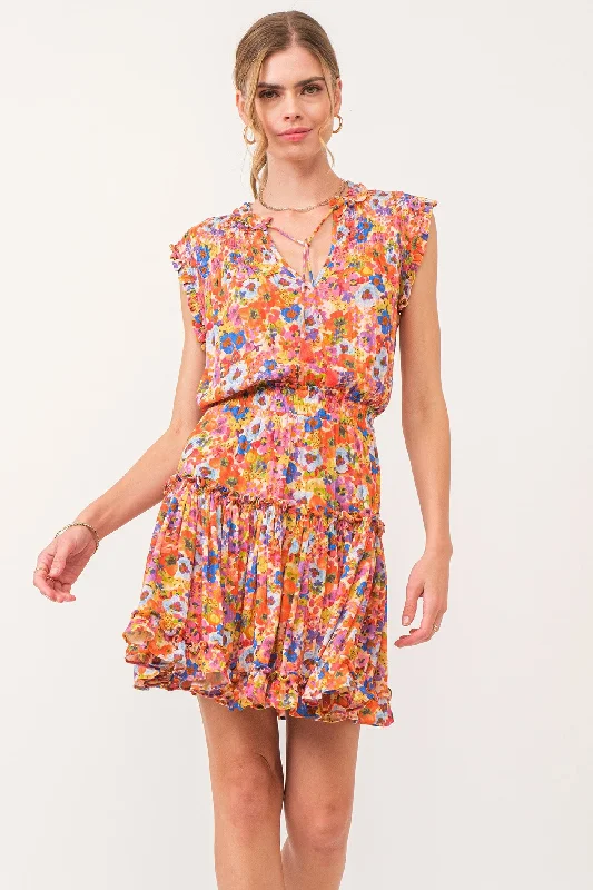Discount Days MELODIE TIERED RUFFLE DRESS SUMMER GARDEN