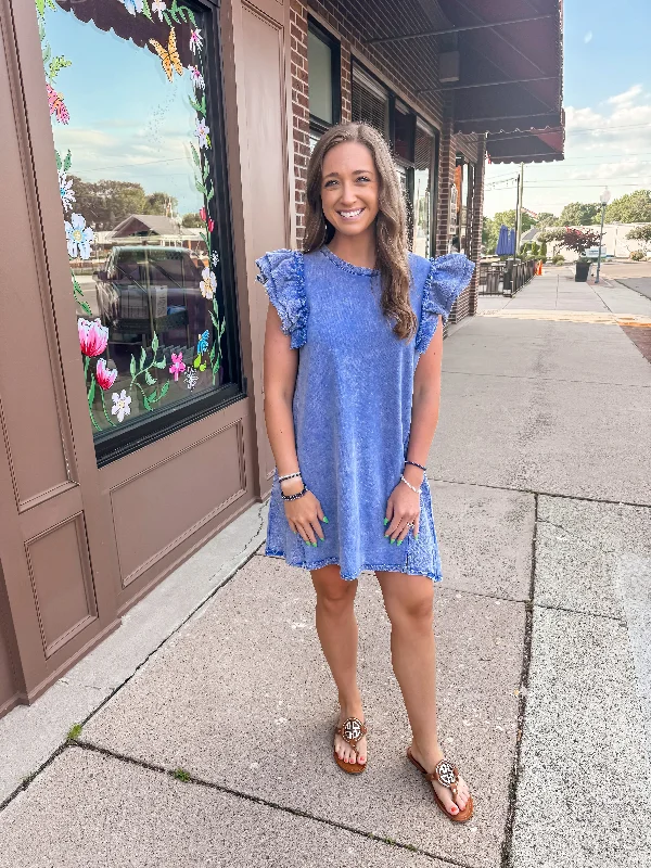 Super Deal Ocean Acid Wash Dress