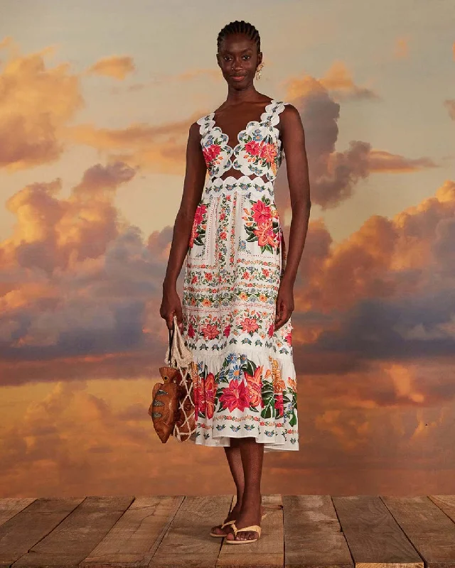 Major Savings Off-White Bloom Garden Maxi Dress
