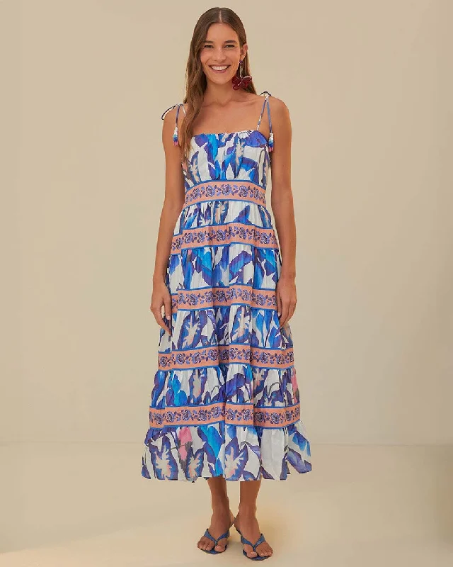 Lowest Price Off-White Blue Foliage Midi Dress
