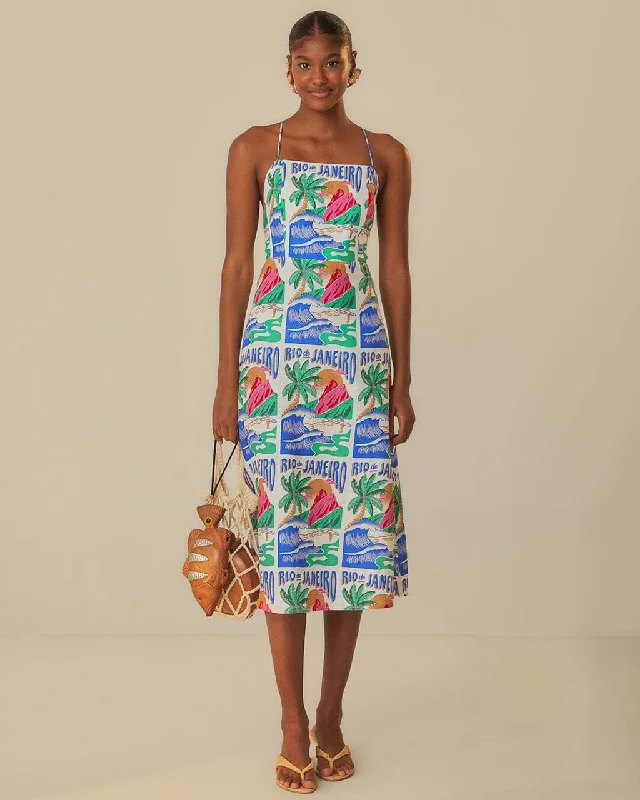 Bonus Savings Off-White Carioca Posters Midi Dress