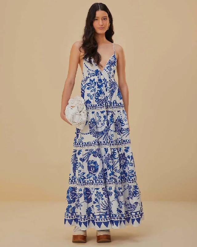 Deal of the Day Off-White Flowerful Birds Maxi Dress