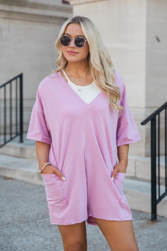 Instant Discount On A Daily Basis Orchid Deep V-Neck Pocketed Romper