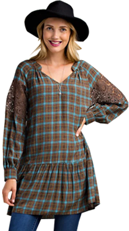 Price Cut Plaid & Lace Dress