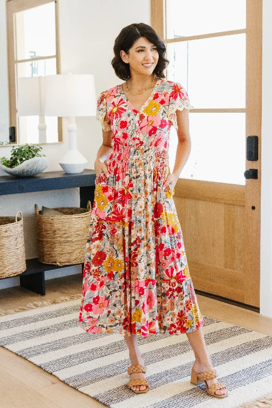 Season Finale Sale Please Don't Go Floral Midi Dress