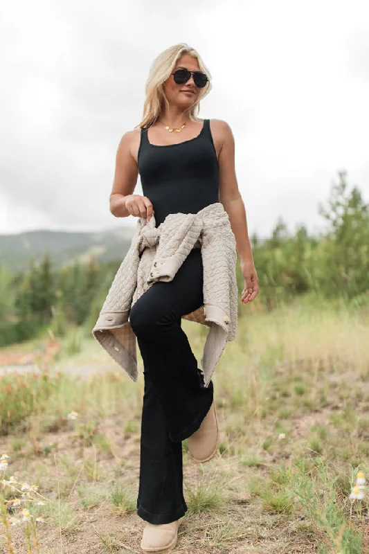 Great Deals Race To The Top Black Flare Active Jumpsuit FINAL SALE