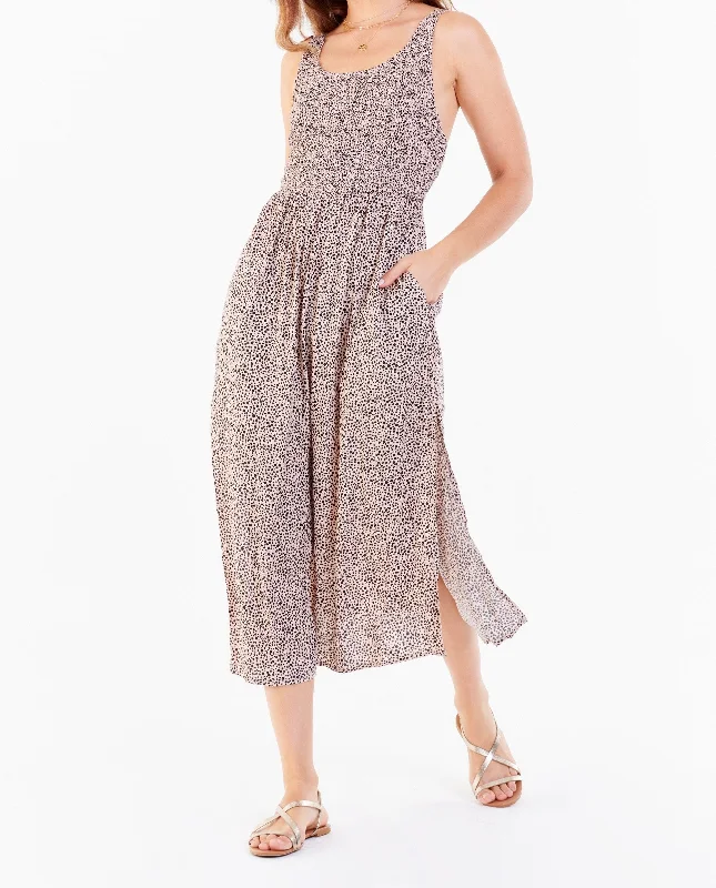 Take Advantage REBECCA BACK TIE DRESS NATURAL BABY CHEETAH