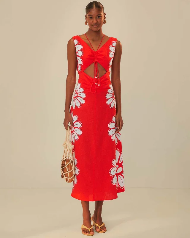 Special Price Red Ainika Shell Euroflax Midi Dress