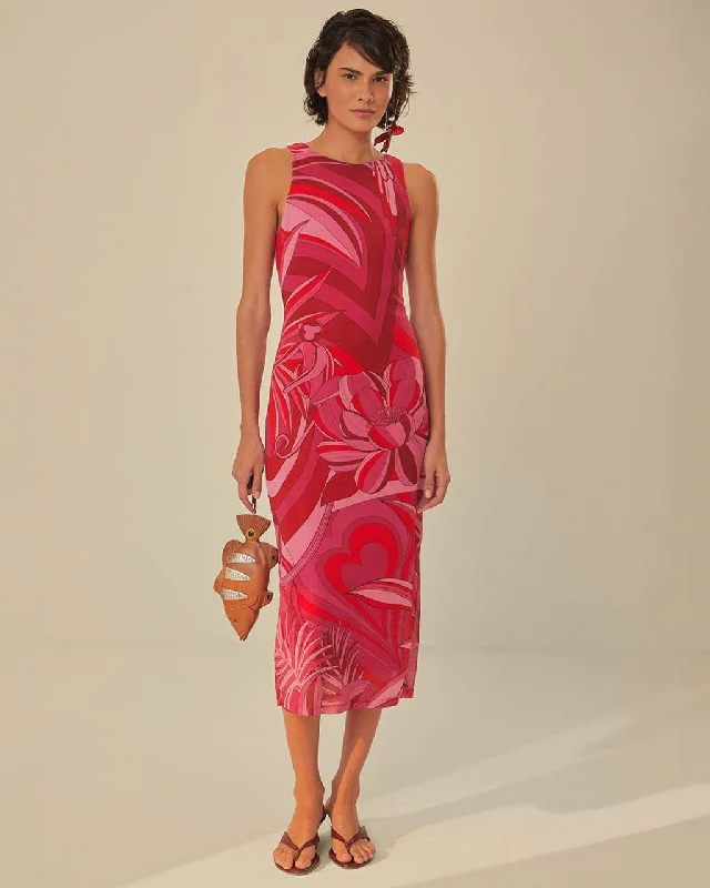 Crazy Deals Red Endless Summer Tulle Midi Dress