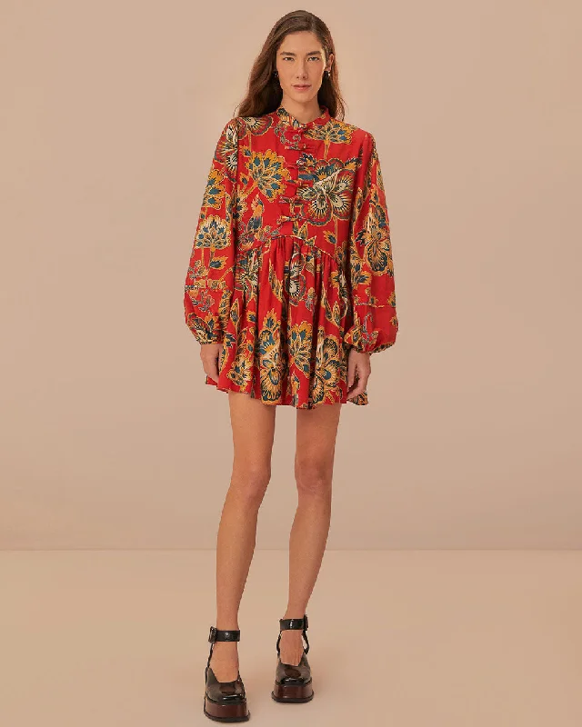 Act Now Red Floral Mini Dress